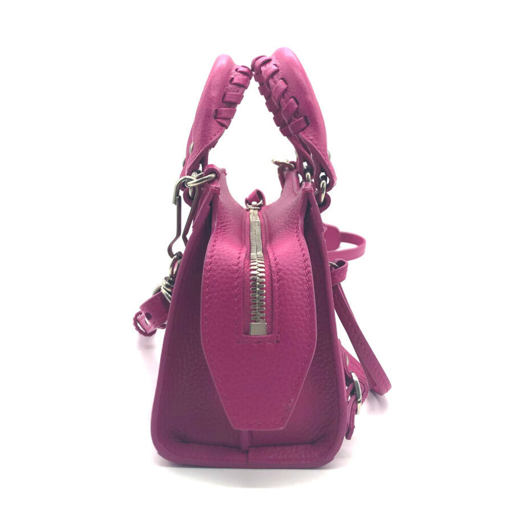 Balenciaga NEO CITY Crossbody Bag Magenta Red silver leather - Picture 3 of 5